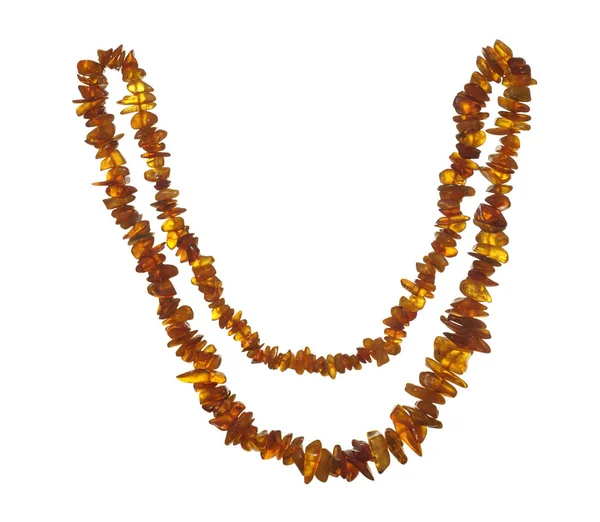 Necklace of amber isolated on white background. — Stock Photo, Image