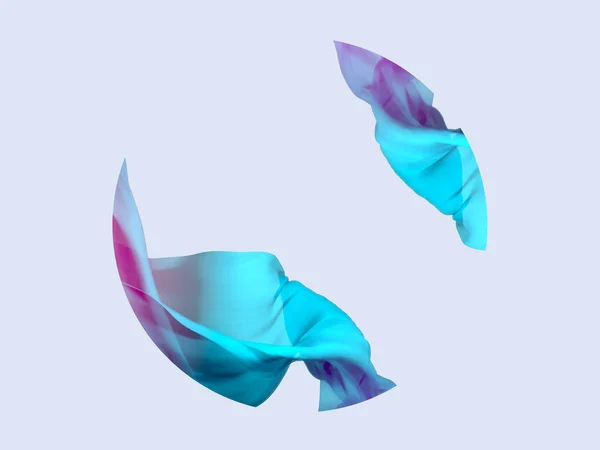 Ilustración abstracta del renderizado 3D. Onda de tela de seda voladora, ondeando — Foto de Stock