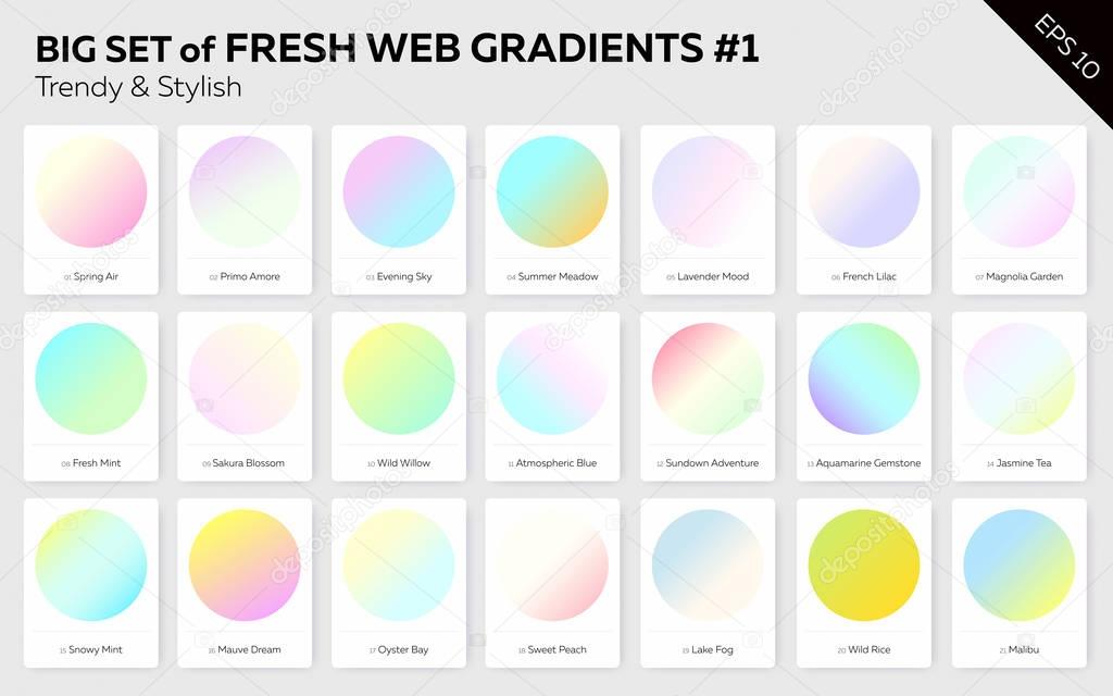 Set of Fresh Linear Web Gradients. Abstract Background For Web Design, Content Backdrops, User Interface, Mobile Applications, Business Infographic, Social Media.