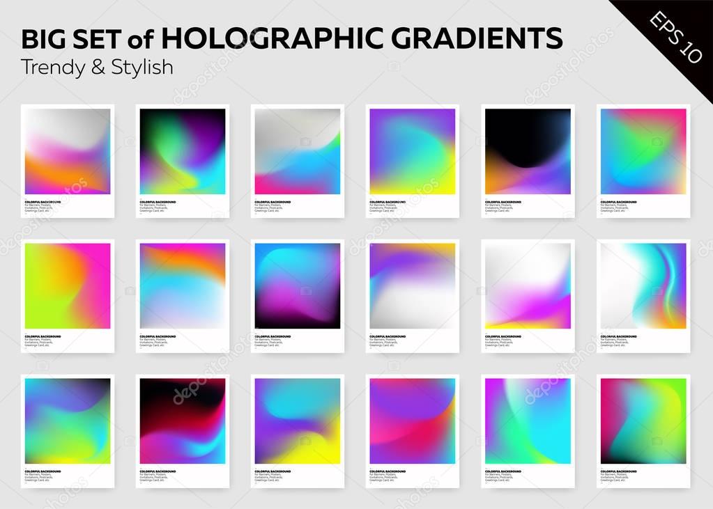 Big Set of Trendy Holographic Backgrounds.