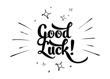 Sihirli yıldızlar ve ışınları ile iyi şanslar ilham alıntı olduğunu. Vektör el yapımı hat. 