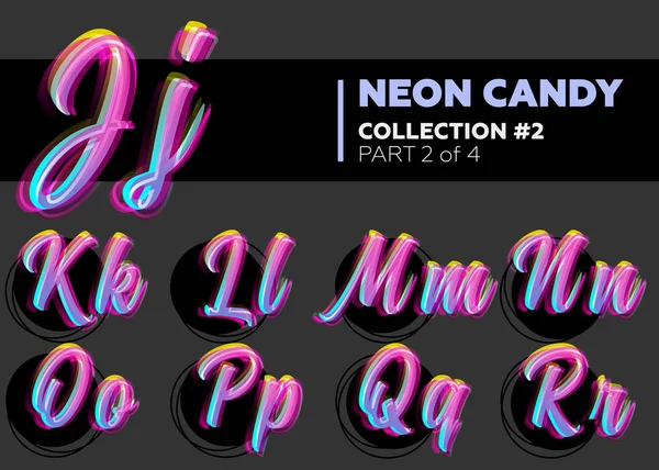Vector Neon teken gezet. Gloeiende Letters op donkere achtergrond. — Stockvector