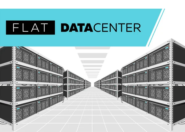Düz vektör veri merkezi perspektif içinde izole gösteren resim.