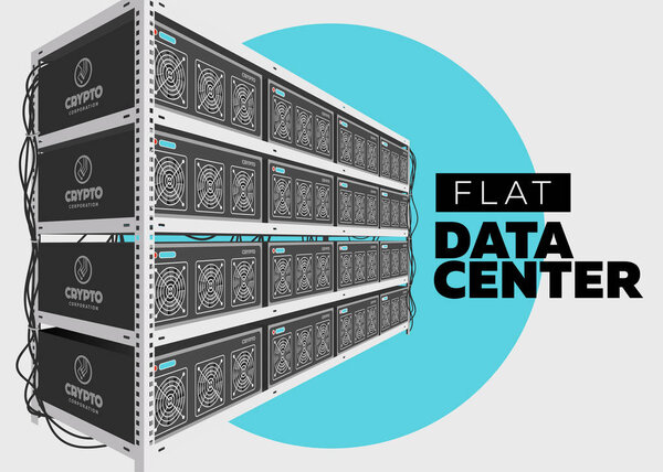 Flat Vector Isolated Illustration of Data Center in Perspective.