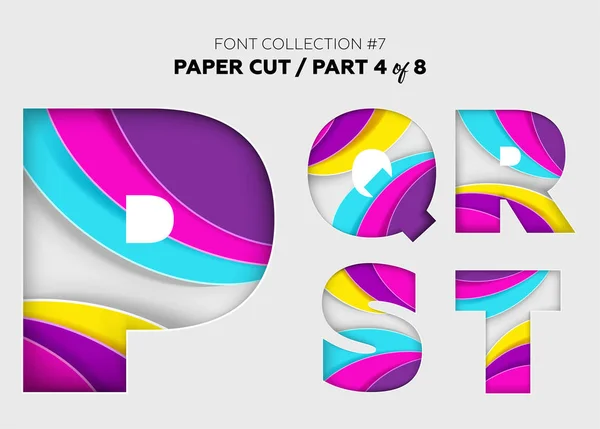 Σκαλιστά χαρτιού τέχνης, γραμματοσειρά σχεδιασμού. Όμορφη 3d γράμματα, κατασκευασμένο με φωτεινό χαρτί. — Διανυσματικό Αρχείο