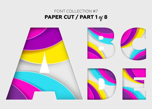 Vyřezávané papírové umění, Design písma. Krásné 3d písmena vzešlá světlému papíru. — Stockový vektor