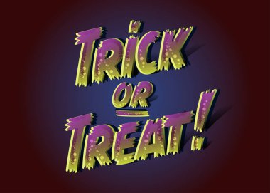 Şeker ya da numara yazıt Cadılar Bayramı partisi için. Karikatür tarzı zombi renklerle gölgelerde ile 3D ürkütücü metin.