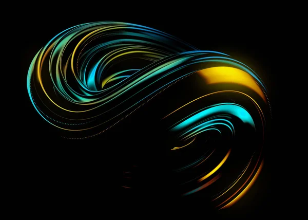 Fondo de pantalla de moda abstracto. Objeto 3D futurista con ondas dinámicas y luces de neón. Colorido arroyo. Líneas geométricas en movimiento, gradientes suaves . — Foto de Stock