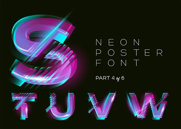 Vector Neon Typeset. Shining Trendy Letters. Fluorescent Glitch Effect. Vibrant Pink, Blue, Purple Colors. Bright Trendy Typography for Music Fest, Casino, Cinema Poster, Sale Banner. — Stock Vector