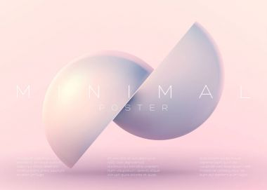 Vektör Trendy en az Poster. Pastel canlı arka plan fütüristik 3d şekil ile. İç afiş, el ilanı, müzik kapak, duvar kağıtları, afiş, tasarlamak için yaratıcı Minimalist şablonu. 
