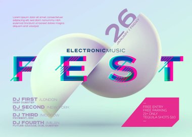Vektör en az Dj Poster. Elektronik müzik Music Fest veya Club parti el ilanı için kapak. Hareketli arka plan fütüristik 3d şekil ile. Yaratıcı Minimalist şablonu. Yatay Yönlendirme. 