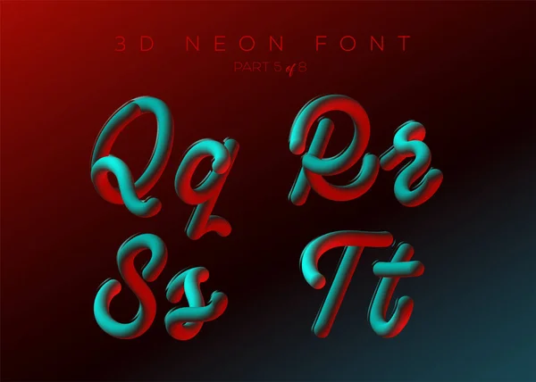 3D neon vedl písmo. Kapalina typu matný zaoblené. Neon bublina vysází s malovanými písmeny. Trubice kreslené písmo. Typografie pro reklamní plakát, prodej Banner, hudba. Vícebarevná ultrafialové barvy. — Stockový vektor