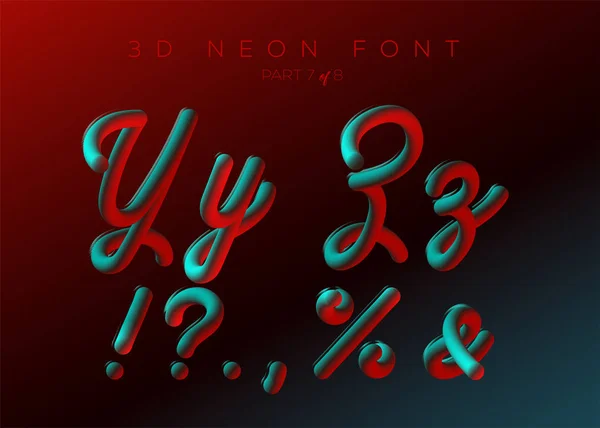 3D Neon Led Font. Liquid Matte Rounded Type. Neon Bubble Typeset with Painted Letters. Tube Hand-Drawn Lettering. Typography for Music Poster, Sale Banner, Advertising. Multicolor Ultraviolet Colors. — Stock Vector