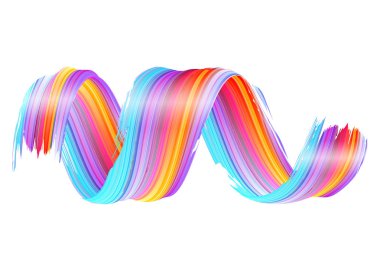 3D boya Curl vektör. Soyut sarmal fırça darbesi. Akan şerit şekli. Dijital sıvı mürekkep. Dinamik sanatsal dalga. Arka plan izole. Akrilik Splash şerit. Kaligrafi Brushstroke döngü. 