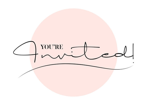 Вы - приглашенный вектор, нарисованная буква. Штамп за титул, заголовок, свадебное приглашение, день рождения. Элегантная рукописная каллиграфия. Дизайн монограммы Trendy Road. Минимальный стиль
. 