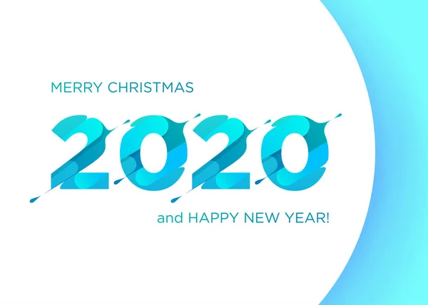 2020 Vector Liquid Numbers. Christmas Banner. Xmas Background Design. Calendar Cover Design. Creative Template for Christmas Poster, Greeting Card, Header, Image for Social Media, Website. — Stock Vector