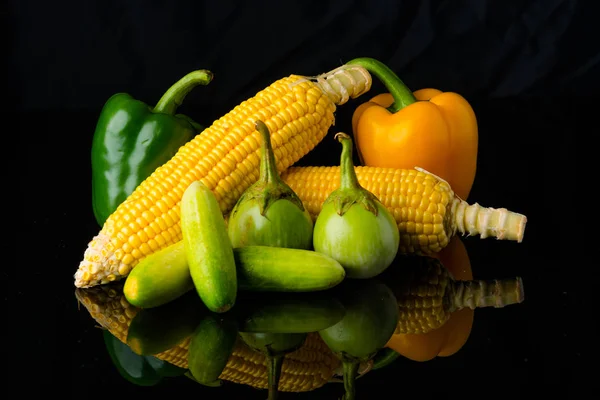 Close up Vegetable on black — Stock Photo, Image