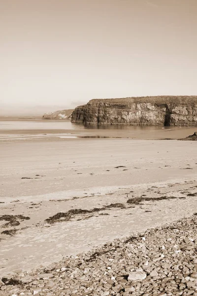 Kamienistej plaży w sepii — Zdjęcie stockowe