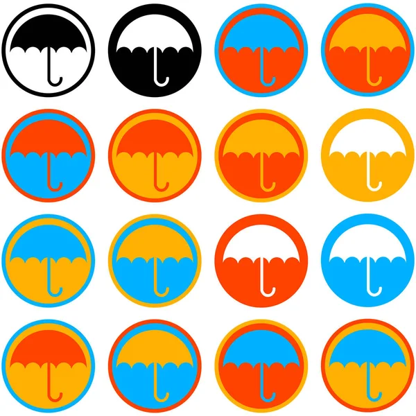 Paraplu pictogrammen — Stockvector