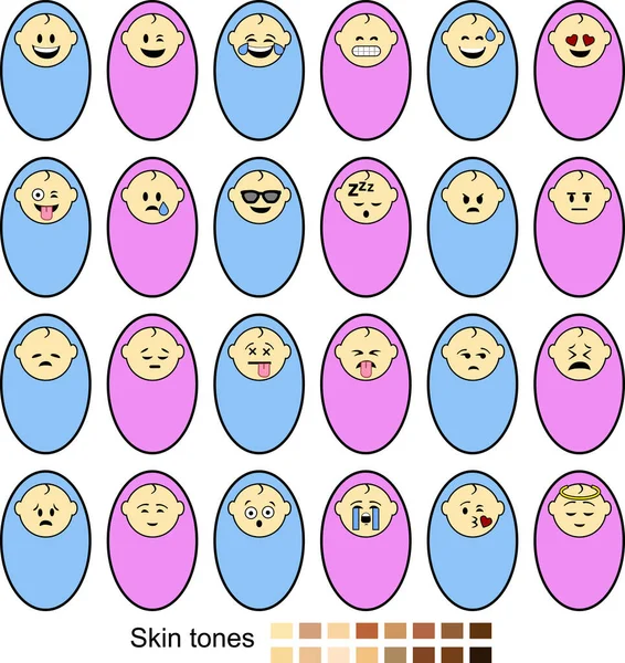 Visages et réactions des bébés — Image vectorielle