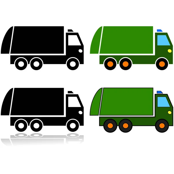 Garbage truck icon set — Stock Vector