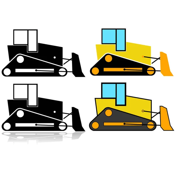 Bulldozer icono conjunto — Vector de stock