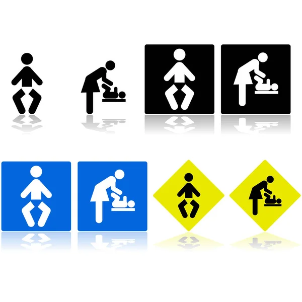 Signos Que Muestran Iconos Vestuario Área Para Bebés — Archivo Imágenes Vectoriales