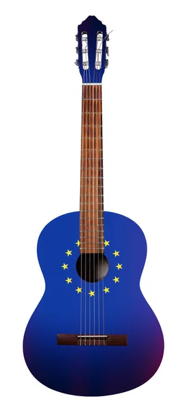 Musikinstrument - akustische Gitarre mit dem Bild einer Fahne von — Stockfoto