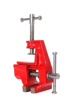Metal işleri aracı - kırmızı bir mengene. İzole