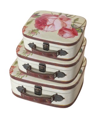 Retro tarzı - üç vintage küçük bavul kazık