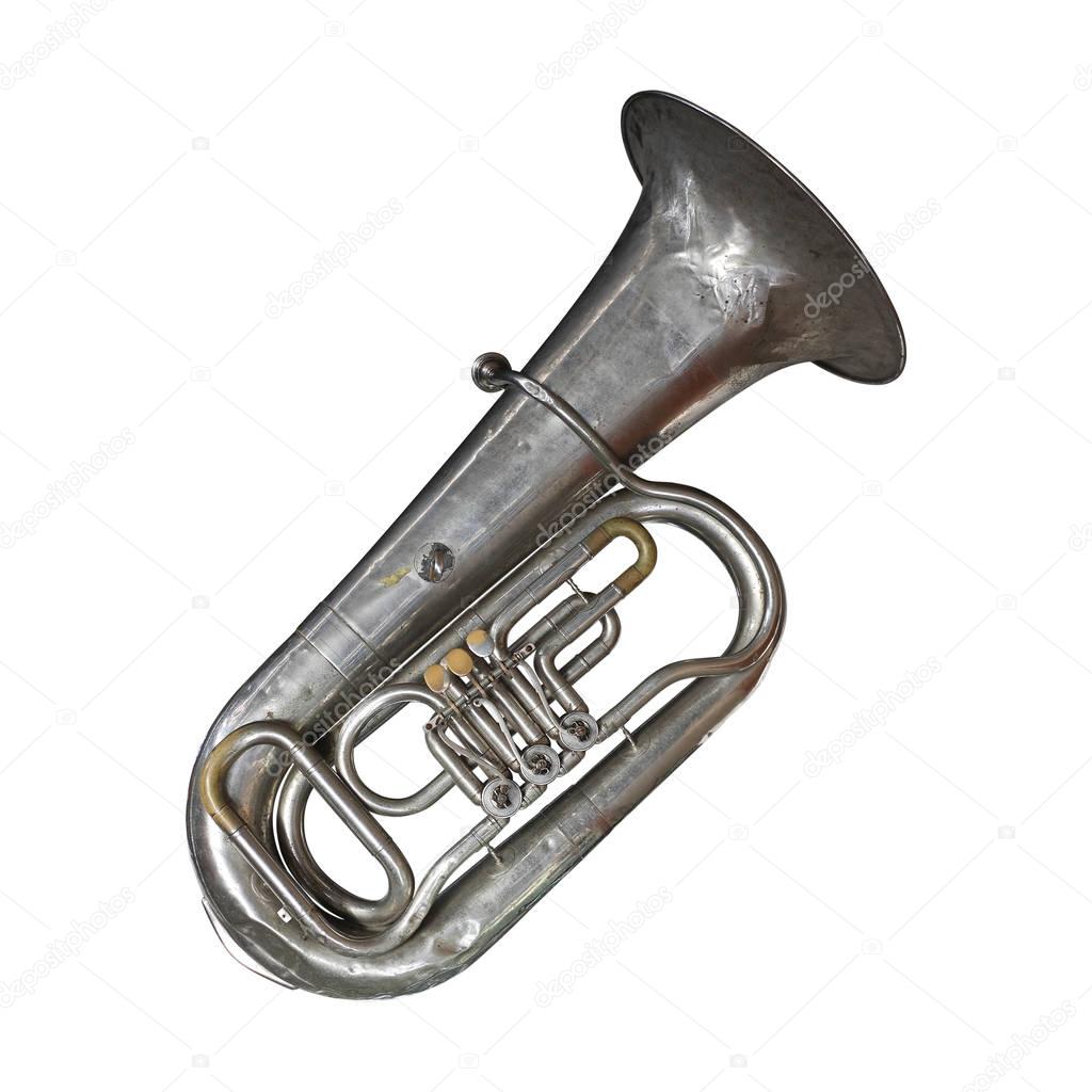 Musical instrument - Vintage tuba. Isolated