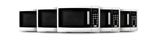 AGD - pięć biały kuchenka mikrofalowa — Zdjęcie stockowe