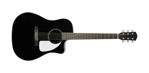 Музыкальный инструмент - чёрная акустическая гитара. Isolated — стоковое фото