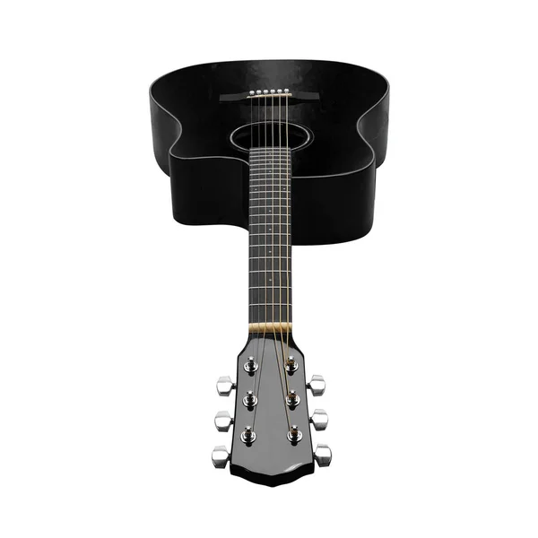 Musikinstrument - Front svart akustisk gitarr. Isolerade — Stockfoto