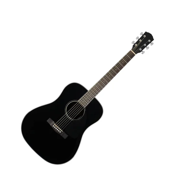 Hangszer - fekete akusztikus gitár — Stock Fotó
