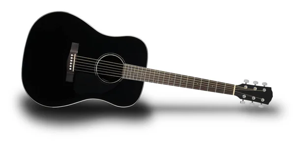 Музыкальный инструмент - Black acoustic guitar shadow — стоковое фото
