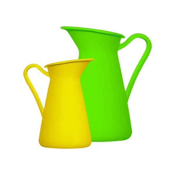 Opslag voor vloeistoffen - groene en gele kruik ewer. Geïsoleerd — Stockfoto