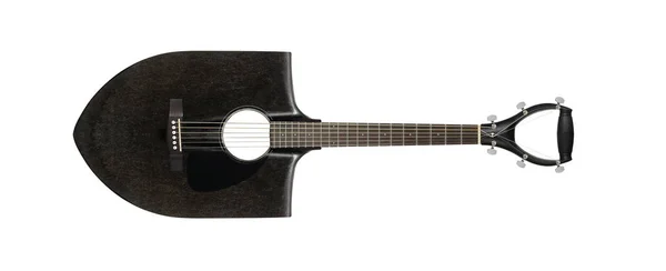Instrumenty muzyczne - gitara łopata czarny. Na białym tle — Zdjęcie stockowe