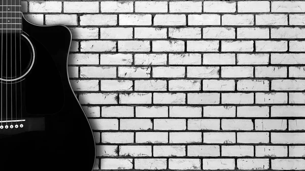 Instrumento musical - Silueta de una guitarra acústica ladrillo blanco —  Fotos de Stock