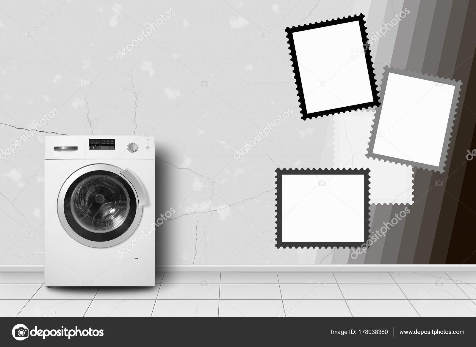 Home Appliance Washing Machine In Home Interior Frames
