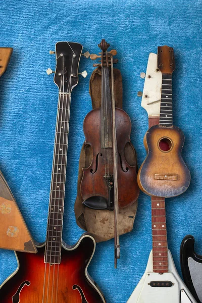 Instrumento musical - Bajo vintage, acústico, violín, bala — Foto de Stock