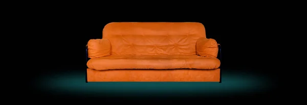 Upholstered furniture - Orange modern divan sofa made of cloth — Stock Photo, Image