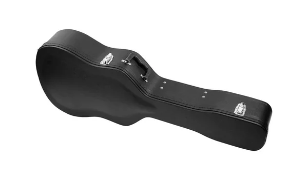 Instrument muzyczny - czarny gitara akustyczna twardy futerał izolowany — Zdjęcie stockowe