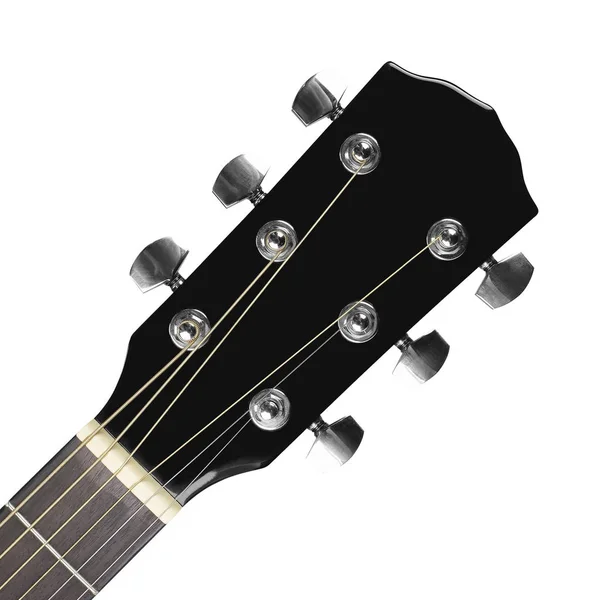 Instrumento musical - headstock guitarra acústica preta — Fotografia de Stock