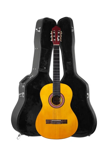 Instrumento musical - Vista frontal guitarra acústica clásica en duro — Foto de Stock