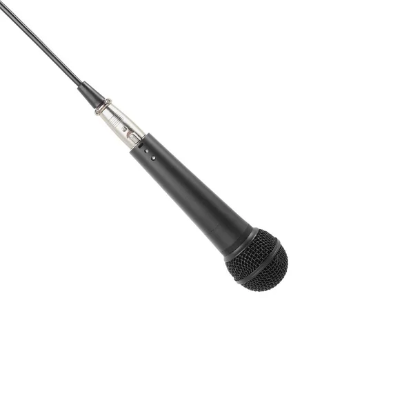 Μουσική και ήχος - μαύρο μικρόφωνο για φωνητικά. Απομονωμένη — Φωτογραφία Αρχείου