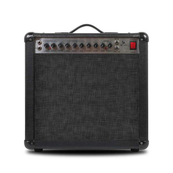 Music and sound - Musical instrument Guitar amplifier front view isolated on a white background.