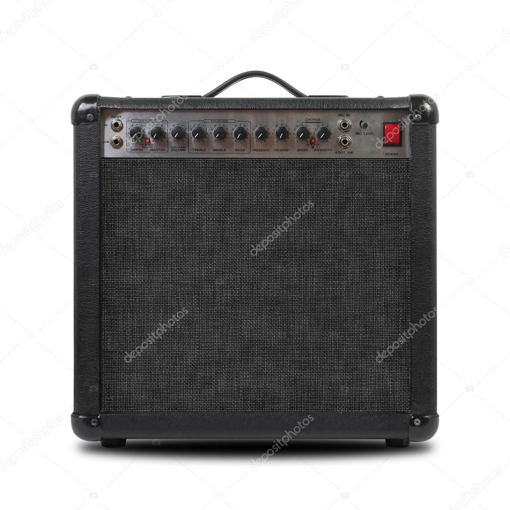 Music and sound - Guitar amplifier front view isolated