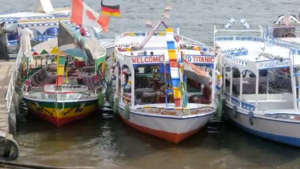 Close-Up of Three Boats on the Nile River — Stock Video