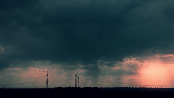 Regenachtige Wolken Tijdspanne Zonsondergang Hemel — Stockvideo